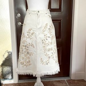 Zara white jeans embroidered skirt